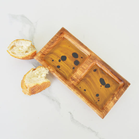Olive Wood Double Dipping Dish