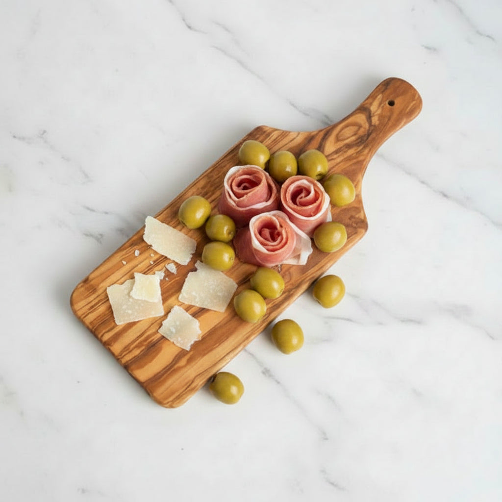 Wooden cutting board on a white background