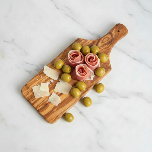 Wooden cutting board on a white background