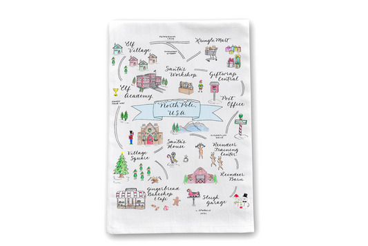 North Pole Map Tea Towel