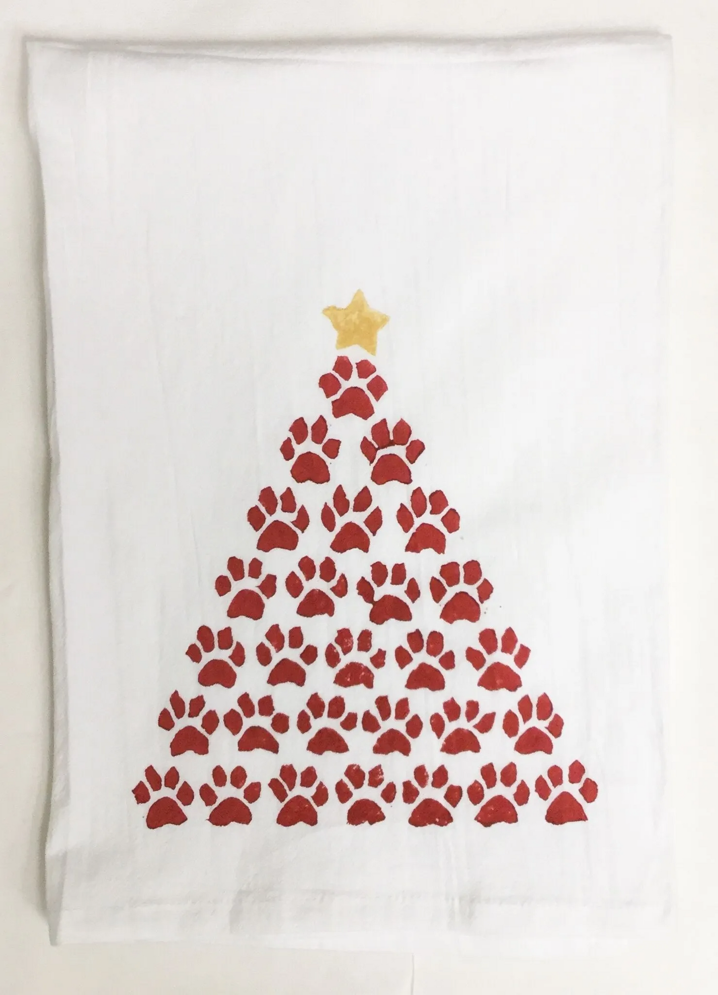 Dog Paw Christmas Tree Flour Sack Towel